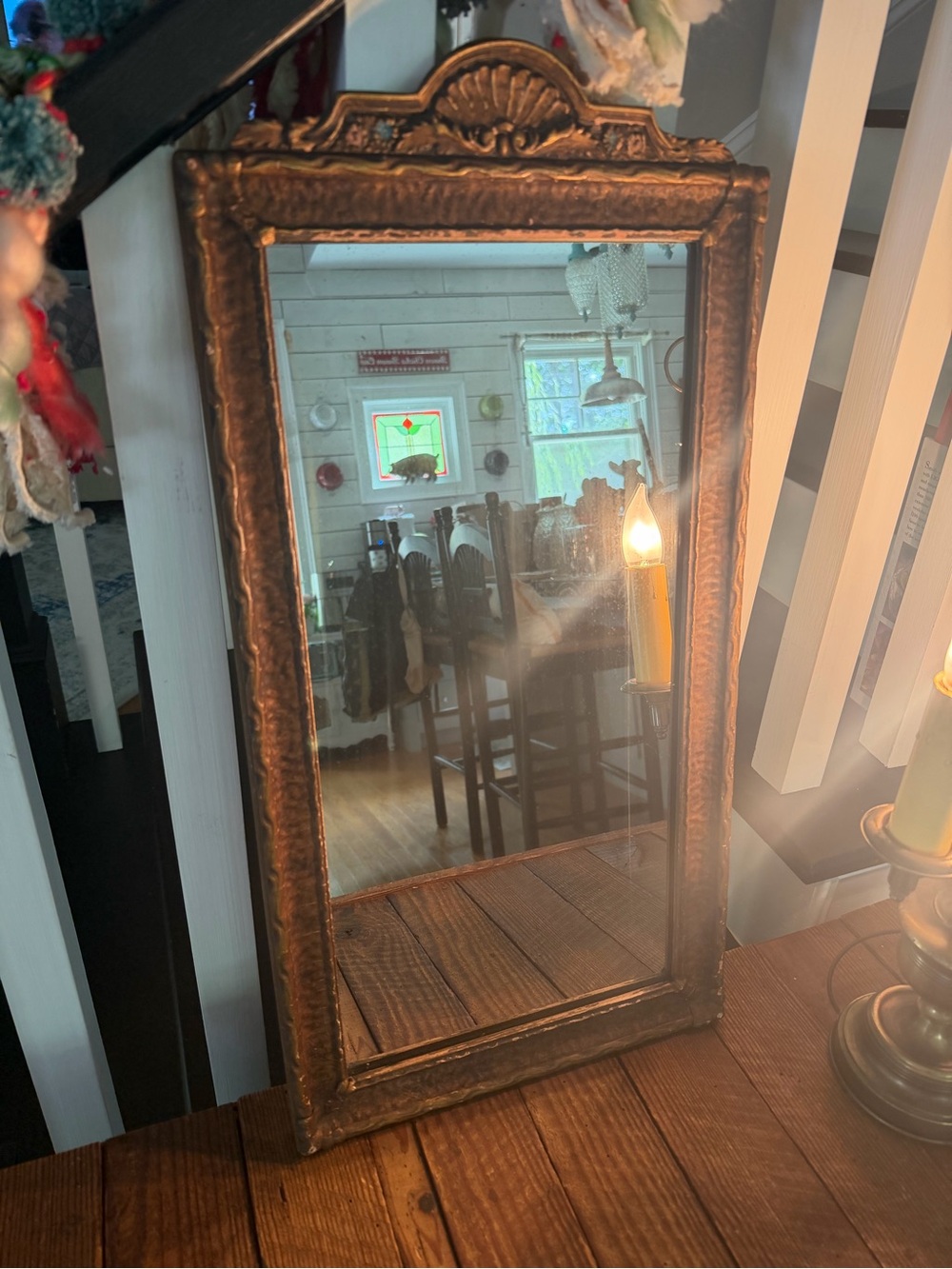 Nearly Antique 1928 Farmhouse Gold Gilt Wall Mirror